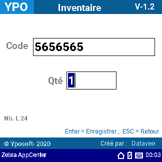 Application douchette inventaire